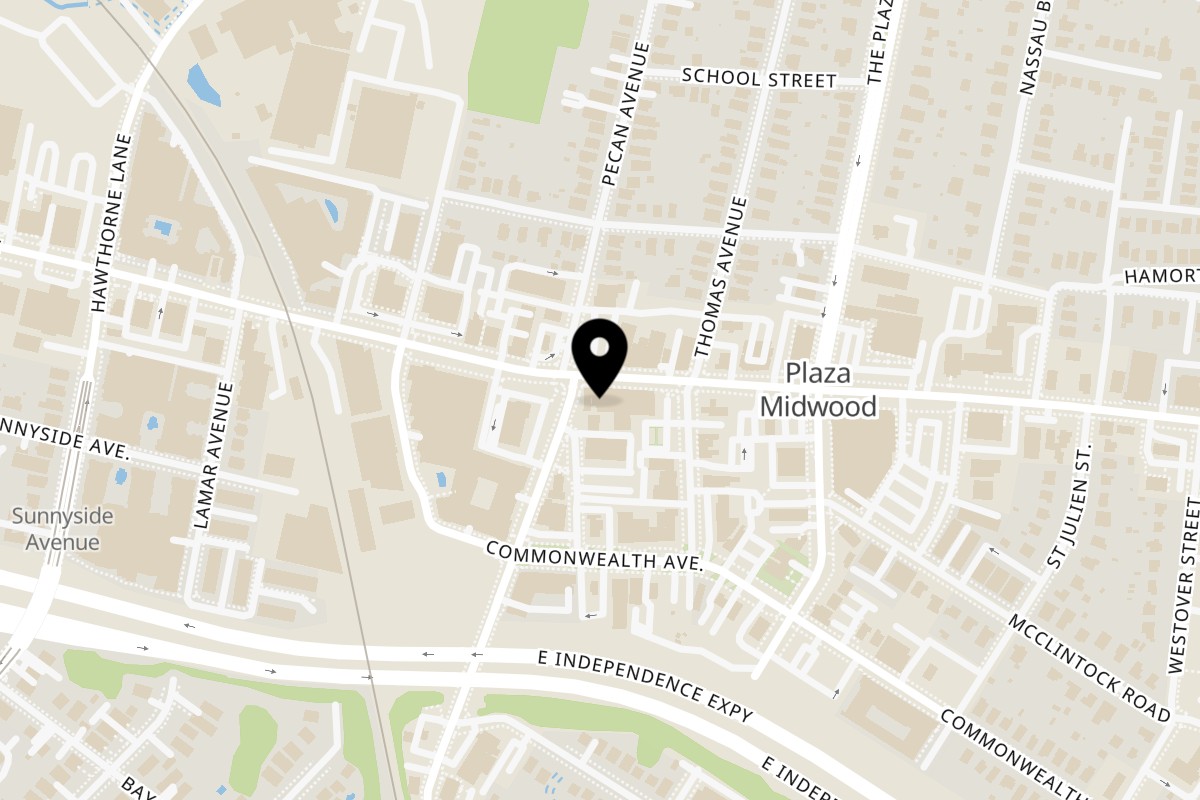Map showing the location of Mama's Caribbean Grill on 1504 Central Ave in Charlotte